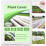 Mhonniwa Plant Covers Freeze Protection Floating Row Cover 8X24 FT 1.0 oz/yd² Non-Woven Frost Blankets for Outdoor Plants