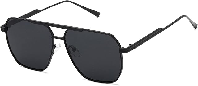 kimorn Polarized Sunglasses for Women Men Retro Oversized Square Vintage Fashion Shades UV400 Classic Large Metal Sun Glasses K1221