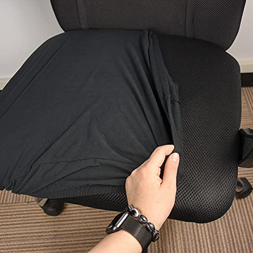 2 Pack Removable Washable Office Computer Chair Seat Covers, Desk Rotating Chair Seat Slipcovers Protectors - Black #TOP5