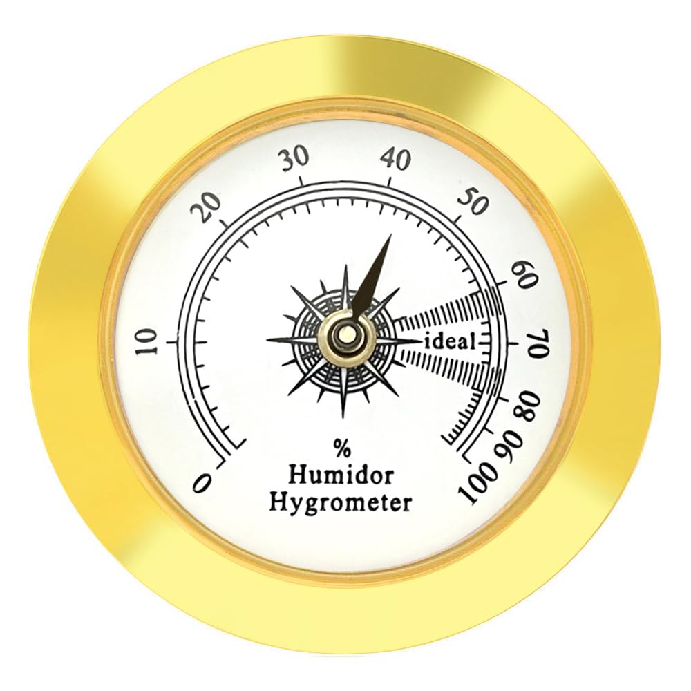 Hygromètre de rechange pour cave a cigares - φ 38mm - Or - Alliage rond - Moniteur précis - Humidor - Hygromètre - Valise de guitare - Serre