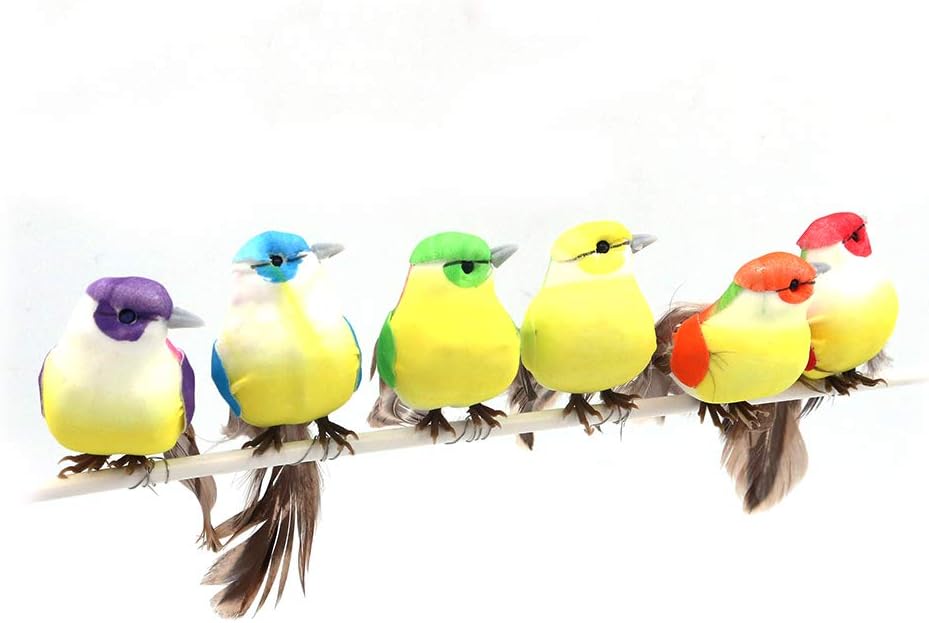 Shiwaki 12 x Artificial Foam Bird Feathers Figurines for DIY Crafts Home Garden Decoration Wedding Party Ornament - Colourful Series - Image 5