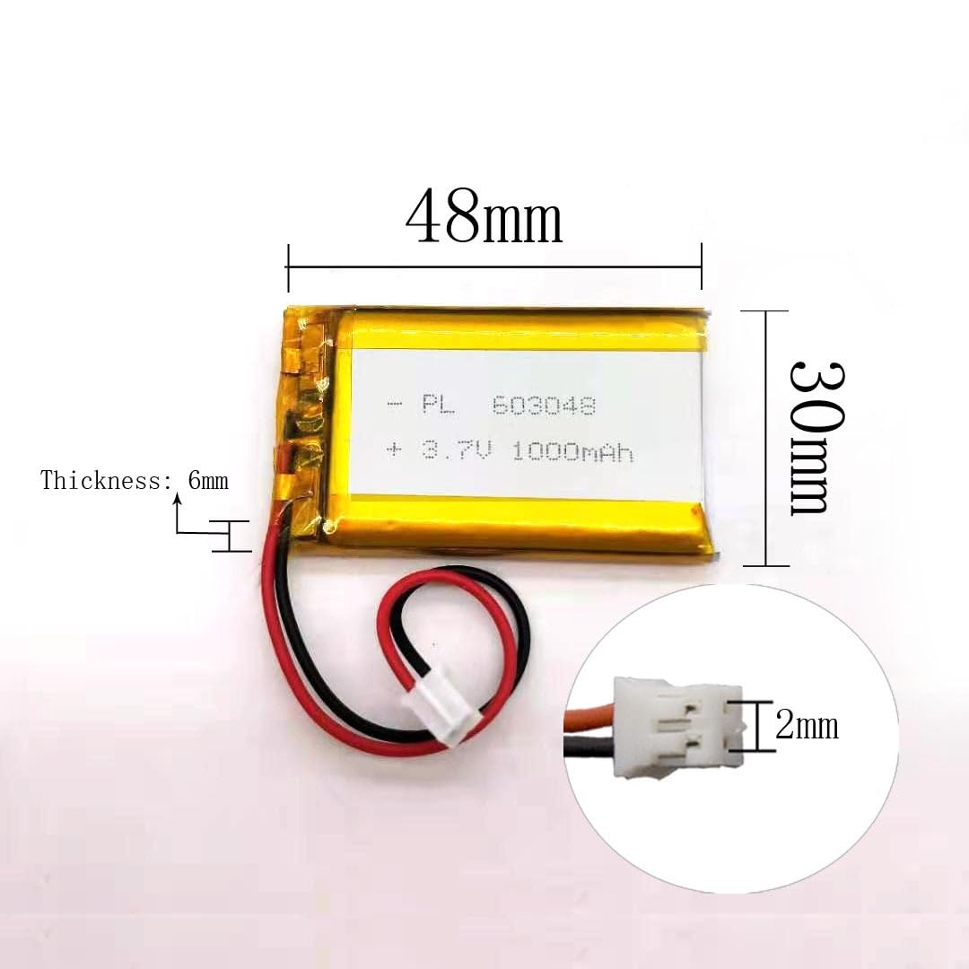 Utensili MSDS verificato 2/5/20/200/1000/10000 pezzi 603048, batteria ricaricabile agli ioni di polimero di litio Li Li-po 3,7 V 1000 mAh 2 pin 2,0 mm JST(20pcs)