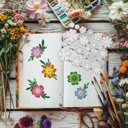 UNICRAFTALE 22Pièces 2 matrice de Découpe en Métal pour Fleurs Pochoirs Motif Floral en Acier au Carbone pour Gaufrage Bordure Arrière Plan pour la Fabrication de Cartes le Scrapbooking L'Album Photo – vue 4