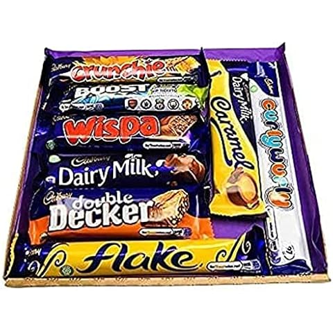 Cadburys Mothers Day Sweet Box Birthday Chocolate Lover Gift Box Hamper - 8 Full Size Bars Dairy Milk Crunchie Boost Chocolates Thank You Movie Night Present Suitable For Vegetarian Cover