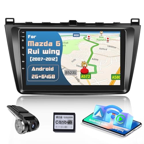 [2+32GB] Hikity Wireless CarPlay Android Autoradio für Mazda 6 Rui Wing 2007