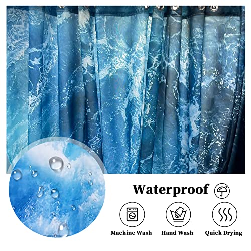 Rideau de douche bleu océan 180x180 cm en polyester imperméable - 8
