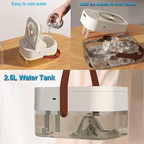 Adptoyu 3-In-1 Humidifers,Portable Mini Humidifier With Night Light And Fan, Small Desk Humidifier With Remote Control, Usb Personal Timing Setting Humidifier For Bedroom/Office/Travel, 2.5L, White #TOP4