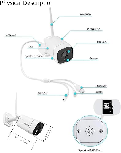 Miniatura 6 de Topodome Cámara de seguridad Wi-Fi Bullet al aire libre, 1080P ONVIF IP WiFi cámara de vigilancia, detección de humanoidesaudio de 2 víasalarma de