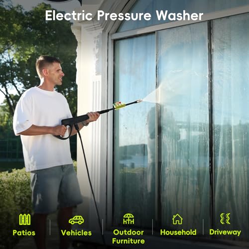 2026 Upgraded Pressure Washer, Power Washer with 4 Quick-Connect Nozzles, 500ml Foam Cannon High Pressure Cleaner for Car Washing, Driveway, Patio, Deck, Light Green by WattFlo - Used condition - Image 2