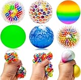 6 Stück Squishy Stressball, Antistressball Stressball Kinder, Regenbogen Squeeze Bälle Quetschball für Erwachsene ADHS, Angst, OCD Angst abbauen und Beruhigung