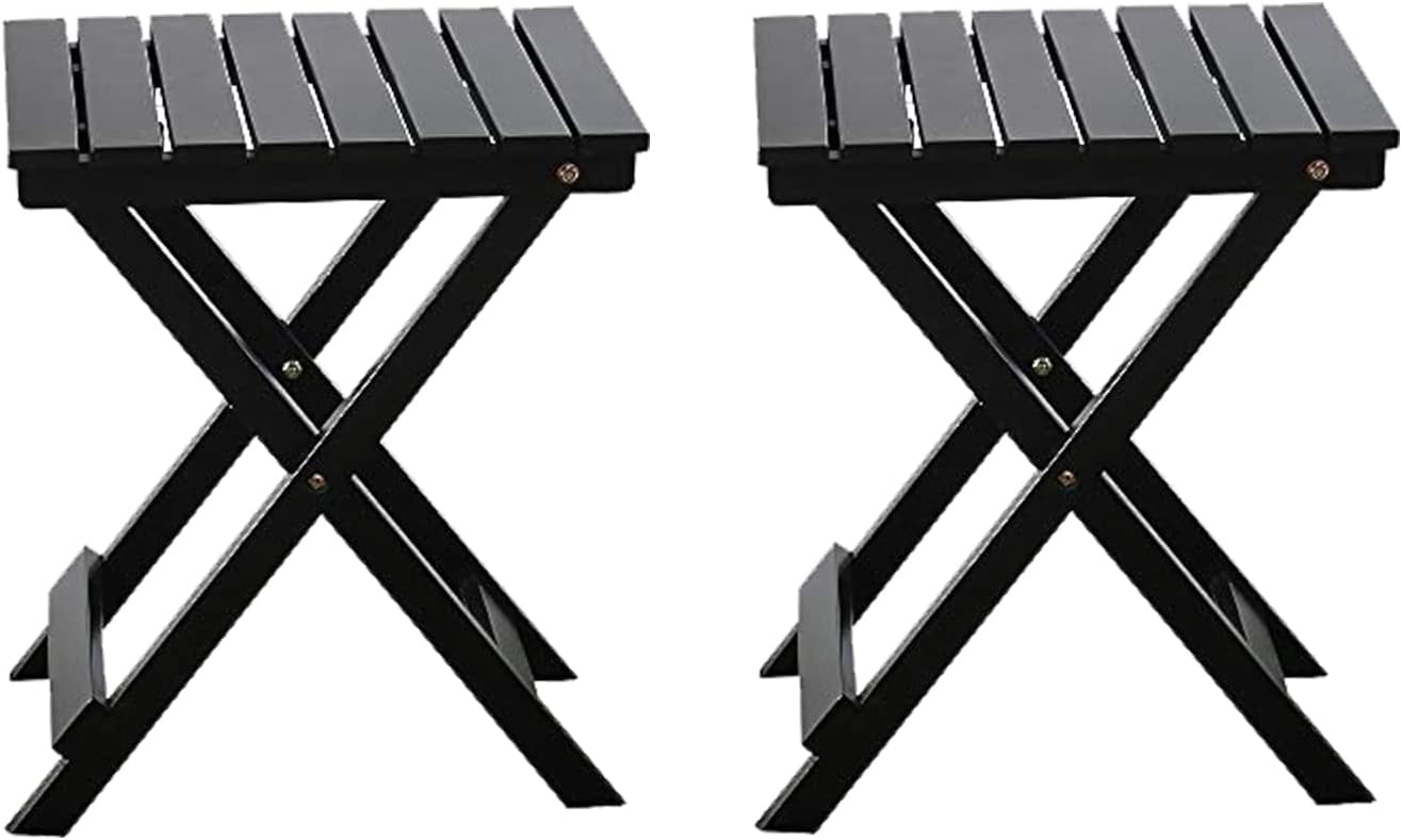 Small Square Folding Side Tables Set of 2 - Portable End Tables for Outdoor Patio Use, Ideal as Coffee Table or Plant Stand, 15.4" D x 15.4" W x 18.3" H, Black 2 Black Rectangular Tables