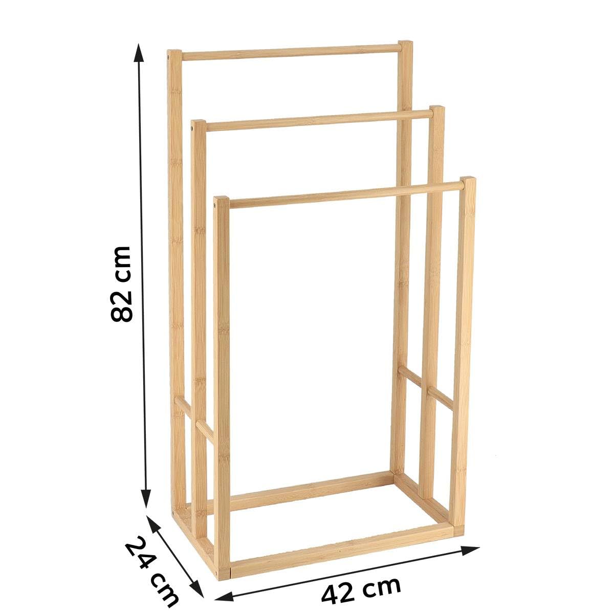 Atmosphera - Porte-Serviettes sur Pied - Bambou - L 42 x H 82 cm - 3 Barres - Pour Salle de Bain, Valet de Bain
