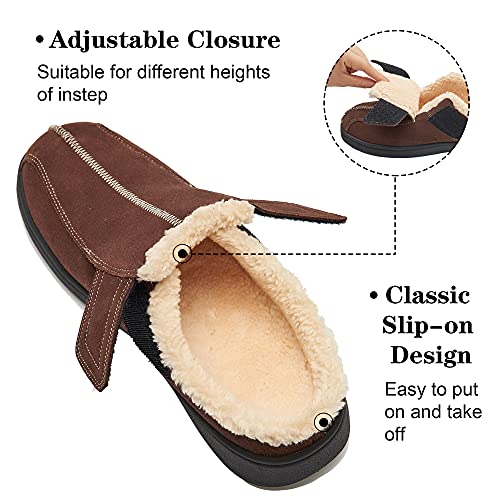 Men's Suede Leather House Slippers Arch Support Non Slip (Size:US 8-US 14.5)4