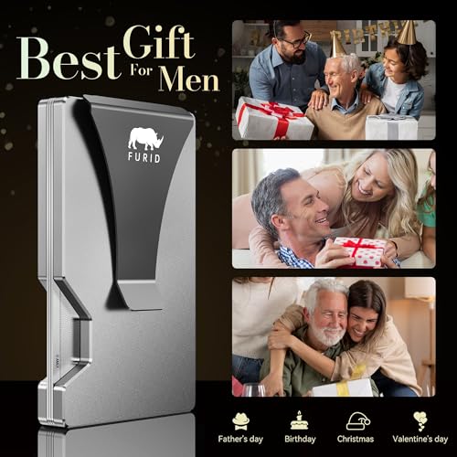 Image of furid Minimalist Card Wallet for Men Slim: Rfid Metal Wallet with Money Clip Credit Card Holder - Gift for Man Husband at Brithday Stocking Stuffers