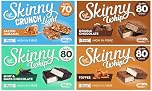 Skinny Whip Guilt Free Bars Bundle 4 Flavours; Mint & Dark Chocolate, Double Chocolate, Toffee, Salted Caramel Crunch. 5 Bars in Each Flavour 20 Bars in Total. Low Calories and High in Fibre