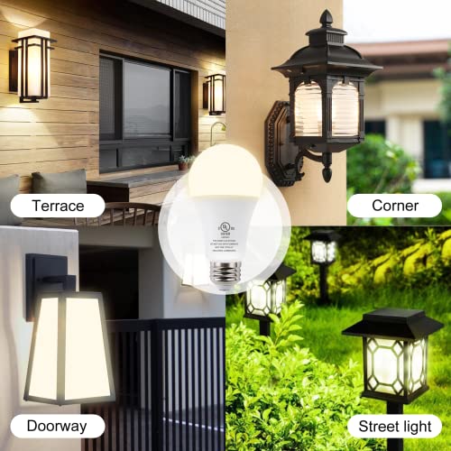 Jackonlux Dusk To Dawn Sensor Light Bulbs Outdoor Automatic On/Off Sensor Bulb 8W E26 3000K Energy Saving Soft Warm White Light For Porch Garage Entrance #TOP5