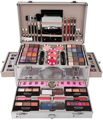 JasCherry All-in-One Make-up Box Set Multi-purpose Cosmetic Storage Beauty Case Professional Contain Eyeshadow Concealer Lip gloss Blusher Compact Powder Eyebrow and Makeup Pencil Brush #1