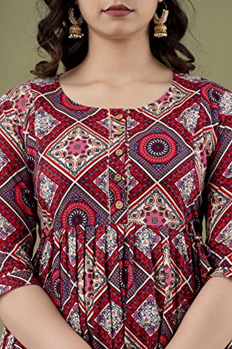 Image of JAIPURFAME Maternity Feeding Kurti with Zipper | Cotton Floral Printed Pregnancy & Nursing Dress | Comfortable & Stylish Maternity Wear for Women | Breastfeeding Kurta with Zipper | Soft & Elegant