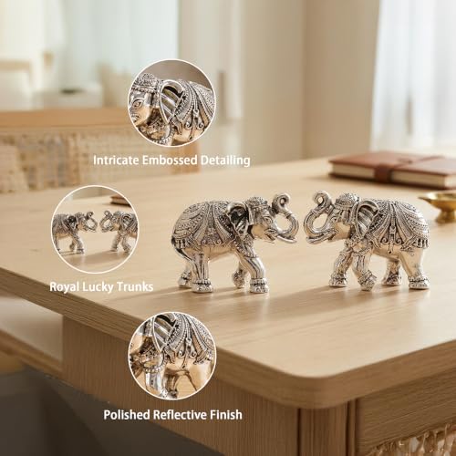 Image of 999 Silver-Plated Elephant Pair in Luxury Gift Box | Pure Silver Vastu Figurine for Good Luck and Prosperity | Gift for Diwali, Weddings, Corporate Gifting, and Home Temple Decor