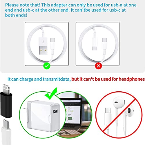 Image of (Apple c Type to Lightning Adapter) (3 Pack USB-C to Lightning Cable Adapter, Type-C to 8 Pin Male PD Fast Charging Data Sync Connector for Phone 15 14 13 12 11 x xr Air Pods iOS Devices