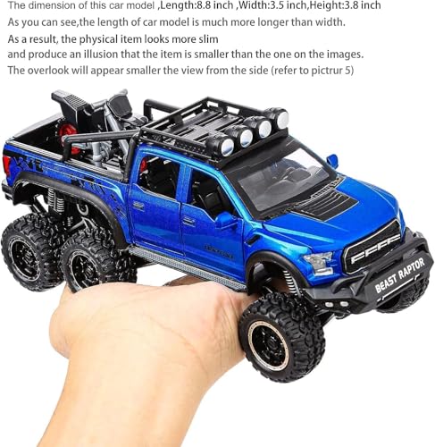 Image of Royals hub Big Size Ford Raptor F150 Model Car 1:28 Scale Exclusive Alloy Metal Pull Back Die-cast Diecast Metal Pullback Toy car Openable Doors & Light Music Birthday Gift Car Colors as Per Stock