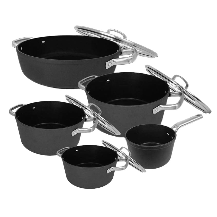 Arcos Serie Samoa | Batería de Cocina 5 piezas | Aluminio Forjado | Full Inductino | Asas...