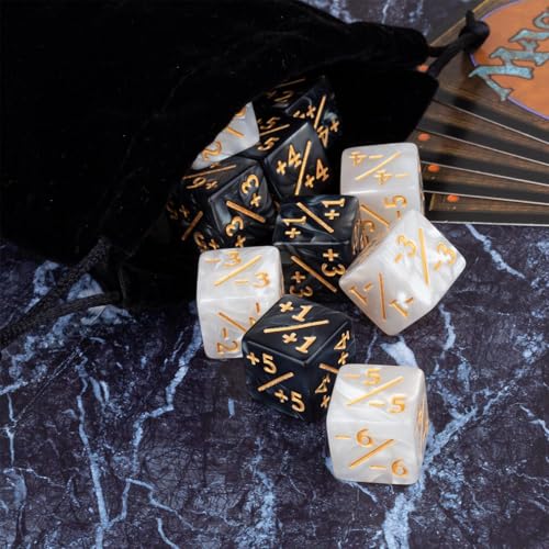 LIUYIDM würfelset Würfel Set 48 Stück Würfel Zähler, Acryl Token Gezinkte Würfel Set mit Samtbeutel Fähigkeiten Schlüsselwörter Zählerwürfel Loyalität Cube Würfel würfel Set Zubehör