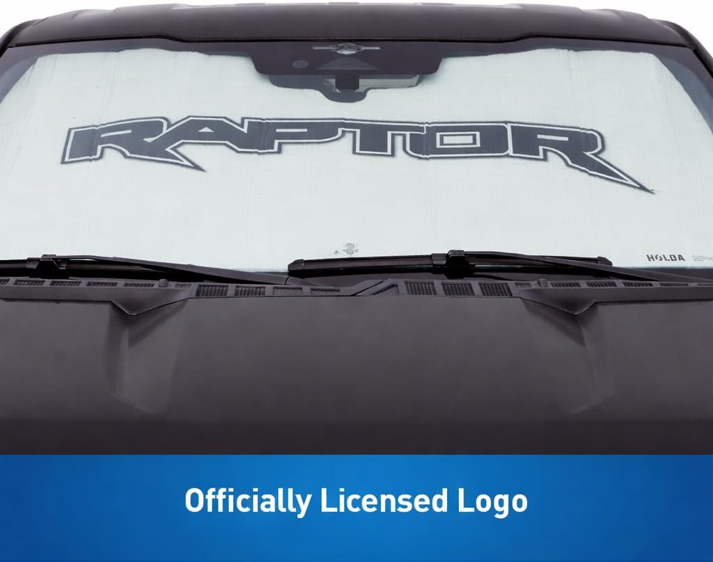 Custom Fit Windshield Sunshade Compatible with Ford F-150 Raptor 2017-2020, Gen 2 - Accordion Folding Sunshield, Official Logo, Heat & UV Protection