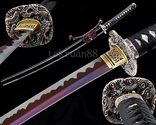 YL Sword Full Tang Red Blade Japanese Samurai Sword Katana Hand Forged 1095 Steel Sharp