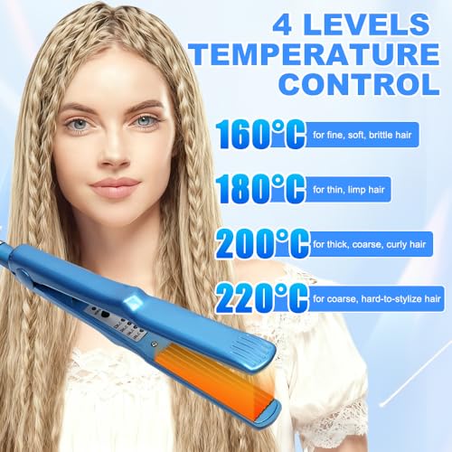 Kreppeisen für Die Haare, Kreppeisen Haare mit 4 Temperaturstufen, Ceramic Crepe Eisen Haares Schnelle Erwärmung für Flauschige Frisur & Volumen MaisStyling für Alle Haartypen