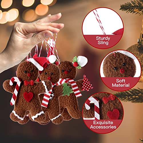 6Pcs 4.7 Inch Felt Gingerbread Man Ornaments For Christmas Tree Decorations,Plush Doll Tall Gingerbread Man Hanging Charms Christmas Tree Ornament Holiday Home Decor #TOP4