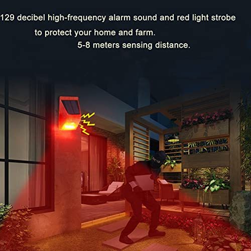 Aolyty Solar Warning Light With Motion Detector Remote Control, Ip65 Waterproof Solar Alarm Light 4 Work Modes 129Db Sound Security Siren Light For Home, Farm, Barn, Villa, Yard, Hacienda #TOP6