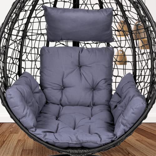 Image of SWINGZY Cushion for Hanging Basket Chair Swing /Outdoor Egg Swing Chair Soft Cushion /Jhula Seat Padded Pillow Cushion /Swing Chair Cushion with Polyester Cloth - (Grey)