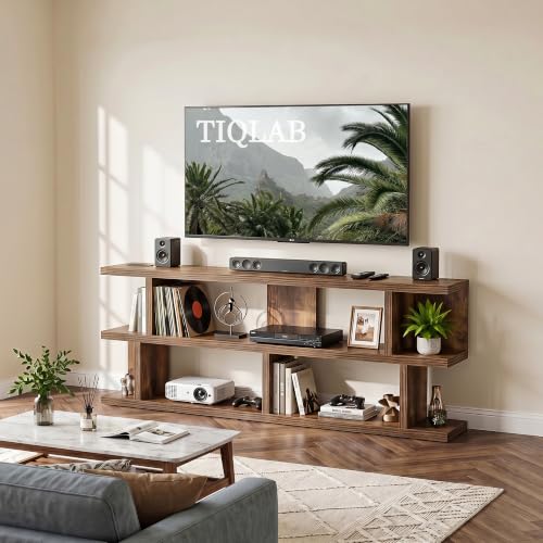 71" TV Stands for Living Room, Long Console Table TV Console, Rustic Brown