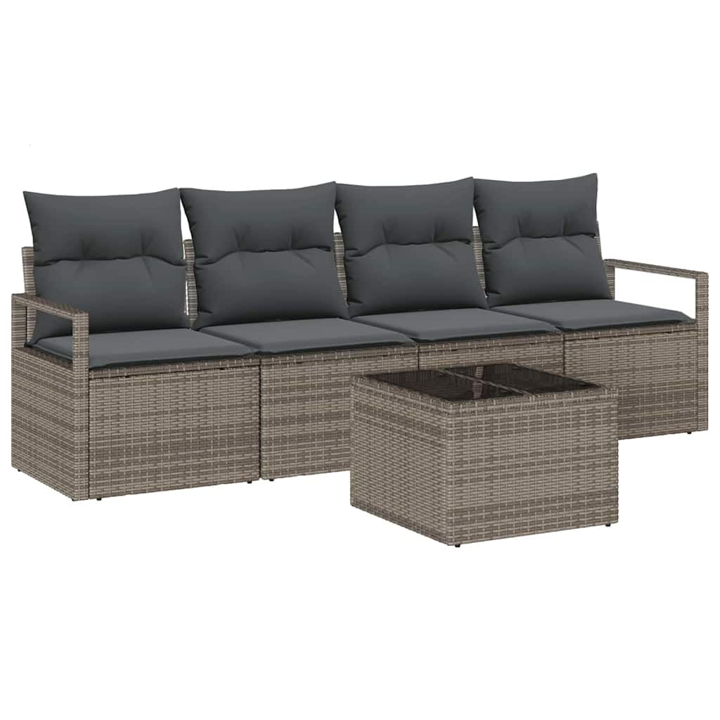 Canapé de jardin modulable en polyrotin gris vidaXL 5 pcs
