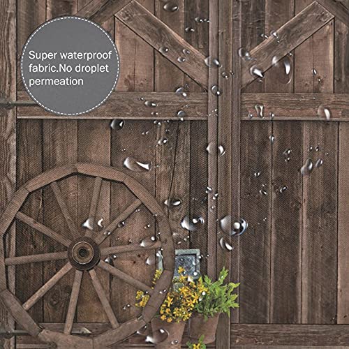 Minxiang Rustic Barn Door Shower Curtain Sets With Non-Slip Rug Set Farmhouse Country Western Wooden Saloon Shower Curtain And Mats 72"X72" (Barn Door) #TOP2