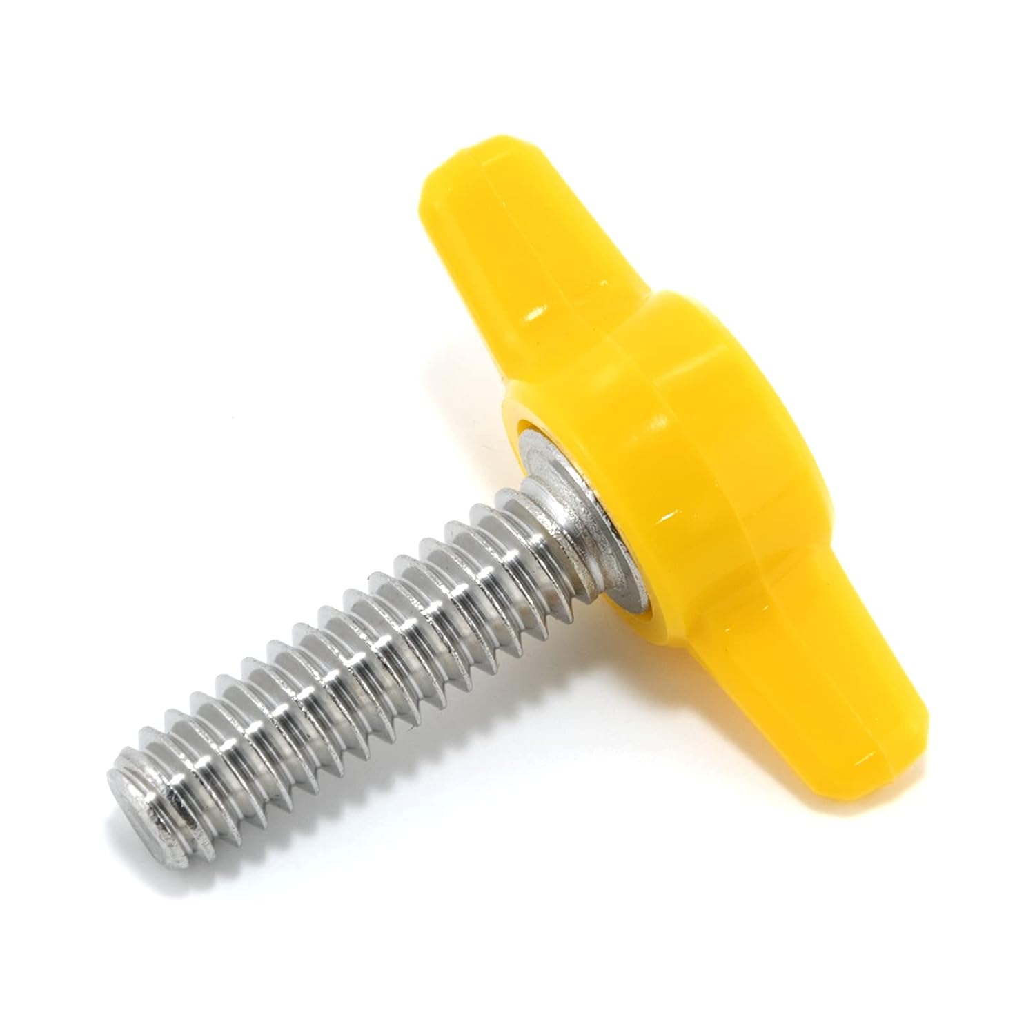 1/4"-20 x 7/8" Thumb Screw Stainless Steel - Yellow Tee Wing Plastic Knob - Standard/Coarse Thread Thumbscrew - Length: 0.875" - Proudly Built in USA - Package of (25)