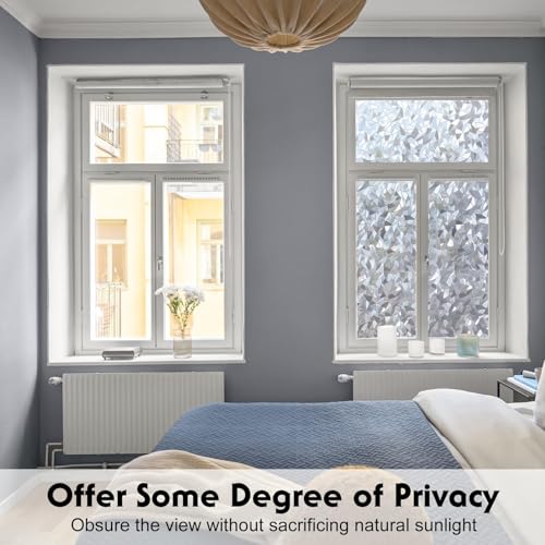 Image of WOO Home Frosted Glass Window Film & Stickers (24 X 24 Inchs) Privacy Window Cover for Home & Office - Easy Apply, UV Protection, Removable Decorative Film (6d Stone 2 X 2 SQFT)