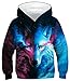 Produktbild Ocean Plus Jungen Kapuzenpullover Digitaldruck Hoodie Langarmshirt Pullover Sweatshirts mit Kapuze (M (Körpergröße: 135-140cm), A-Bunte Wolf)