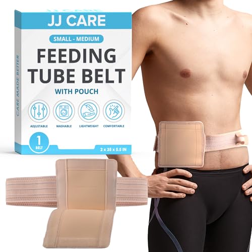 JJ CARE Feeding Tube Belt (Small/Medium), Breathable PEG Tube Belt, Nylon Fabric Gtube Belt Compatible with PEG Tubes and Gastrostomy Tubes, Adjustable and Washable G Tube Holder