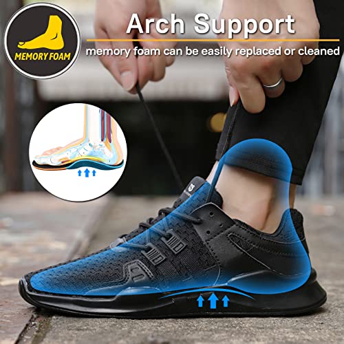 SUADEX Steel Toe Shoes for Men Lightweight Indestructible Work Shoes Women Breathable Safety Shoes for Industrial Coustruction Black 13.5 Women/12 Men