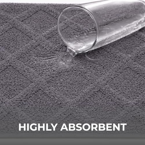 Image of Premium Combed Cotton Tufted Bathmat 50 x 80 cm, 1800 GSM Soft Absorbent Anti Skid Bathroom Floor Mat with Latex Backing, Quick Dry Non Slip Bath Rug for Shower & Daily Use, Diamond Grey