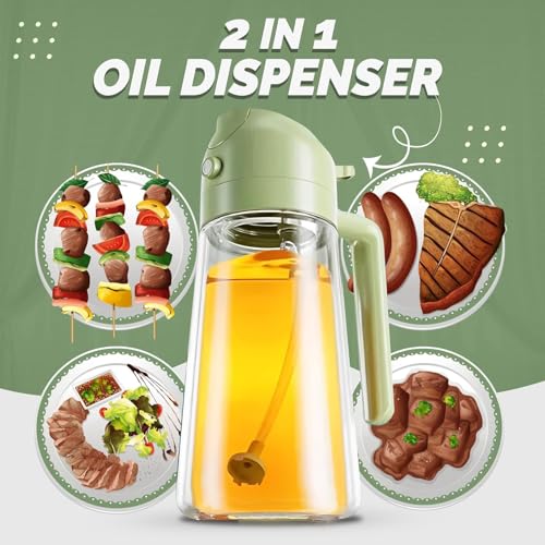 Image of Glass Oil Dispenser Bottle with Automatic Flip Lid Leakproof, 500ml for Cooking Oil, Vinegar, Soy Sauce Stylish Oil Dispenser Bottle No-Drip Auto Flip Lid Smart Oil Pourer for Kitchen