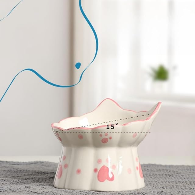 Foto 2 de 4 de MEETOZ Comedero de cerámica para gatos, cuencos elevados para gatos con soporte inclinado