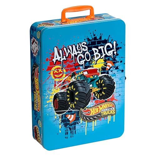 Theo Klein 2557 Hot Wheels Maletín de Colección Monster Truck de Metal | Maletín para hasta 8 vehículos | con asa de Transporte | Producto con Licencia Oficial | Juguete para niños a Partir de 3 años