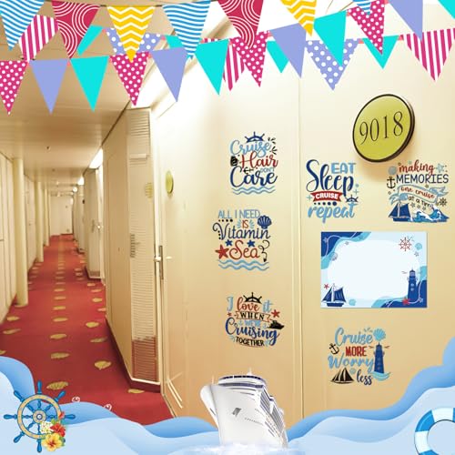 Image of Dazoratix Cruise Door Decorations Magnetic - 7 Pcs Large Ship Cabin Magnets Stickers This Week Funny Carnival Sea Navigation Anchor Decor for Birthday Holiday Stateroom Whiteboard Refrigerator Garage