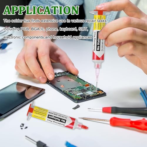 Image of 10ml 8341 No Clean Solder Flux Paste Soldering Flux 40ml Pneumatic Dispenser with Plunger and Dispensing Tip for Electronics Pcb Ic Cellphone Cpu Led Bga Repairing-4 Pack
