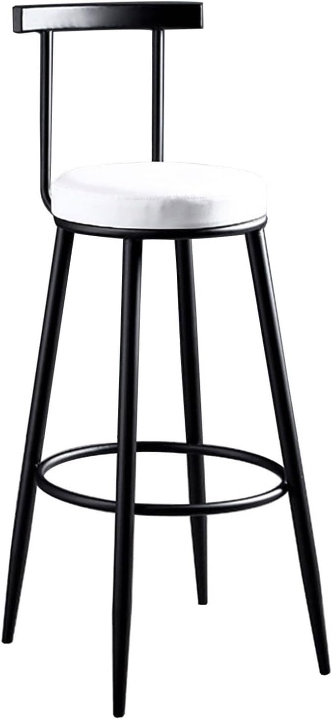 Tabouret de bar en simili cuir café de 75 cm avec dossier confortable - 8