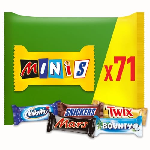 Mixed Minis Schokolade Großpackung, Mit 71 Mini-Schokoriegel Snacks (Mars, Snickers, Bounty, Twix, Milky Way), Schokoladen Geschenk, Süßigkeiten Box (1400g)