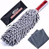Interior Car Detail Duster - Free Microfiber Towel - 360° Microfiber Fingers - Lint Free - Unbreakable Comfort Handle - Car and Home Interior Use - The Best Multipurpose Car Duster